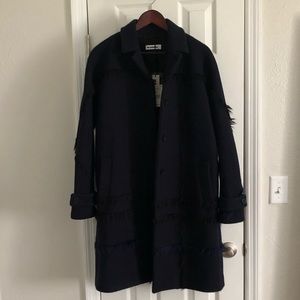 Jil Sanders 100% Wool Indigo Dark Blue Coat